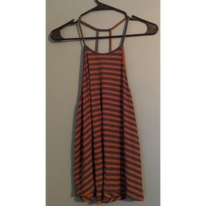 Lush Navy and Orange Striped Tank Dress